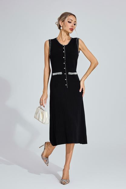 Louvre Pearl Button Knit Dress