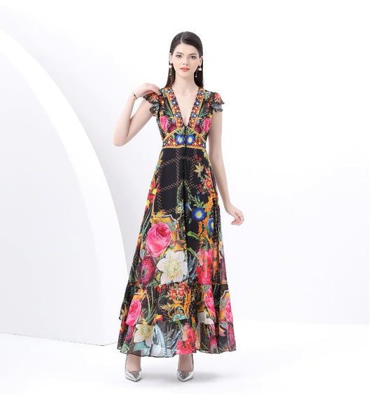 Celestia Garden Chiffon maxi Dress