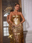 Gold acrylic maxi dress