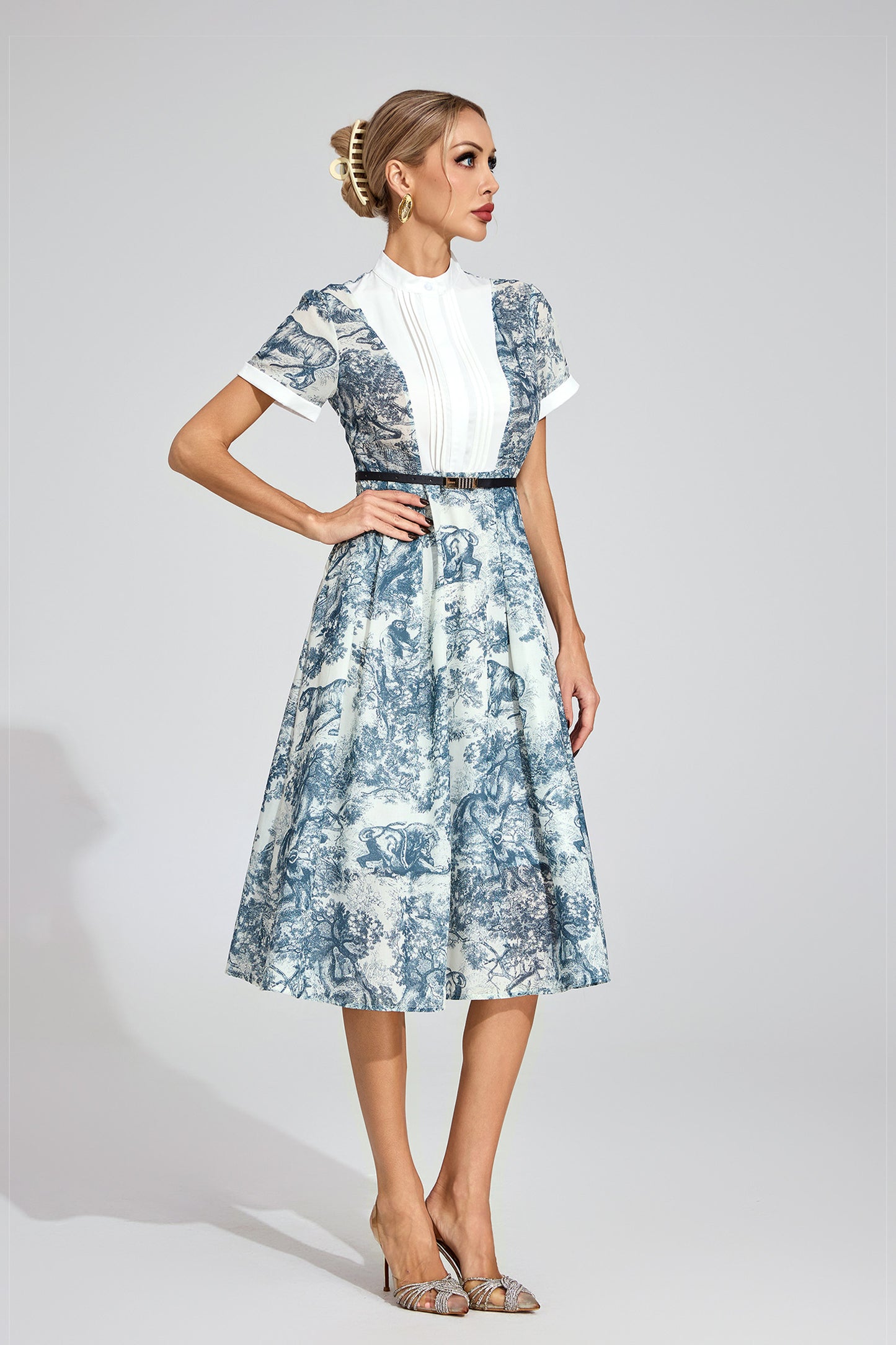 Versailles Toile Belted Shirt Dress