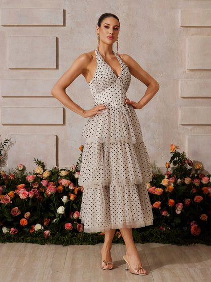Amélie Polka Dot Tiered Midi Dress