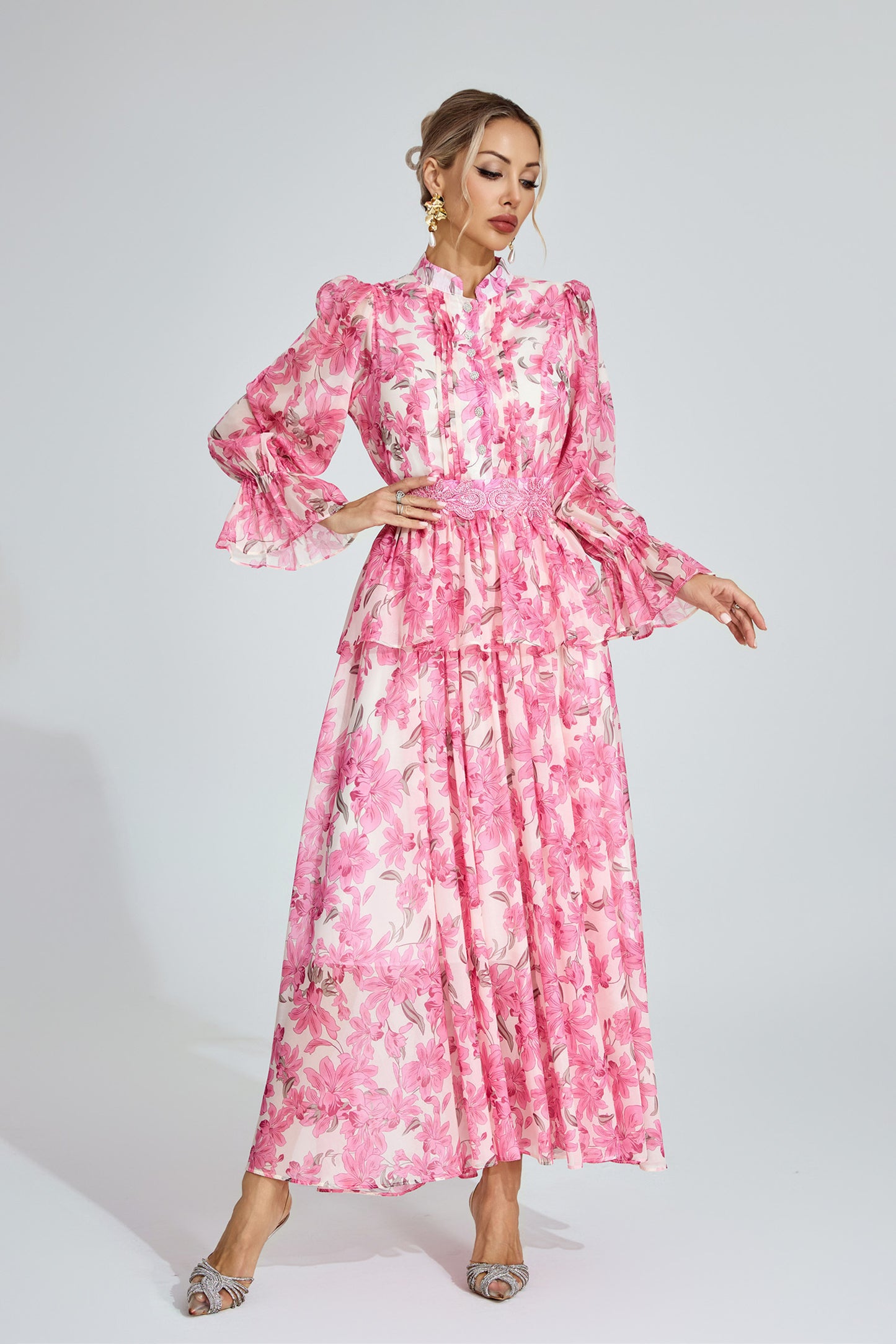 Celeste Peony Belted Maxi Dress