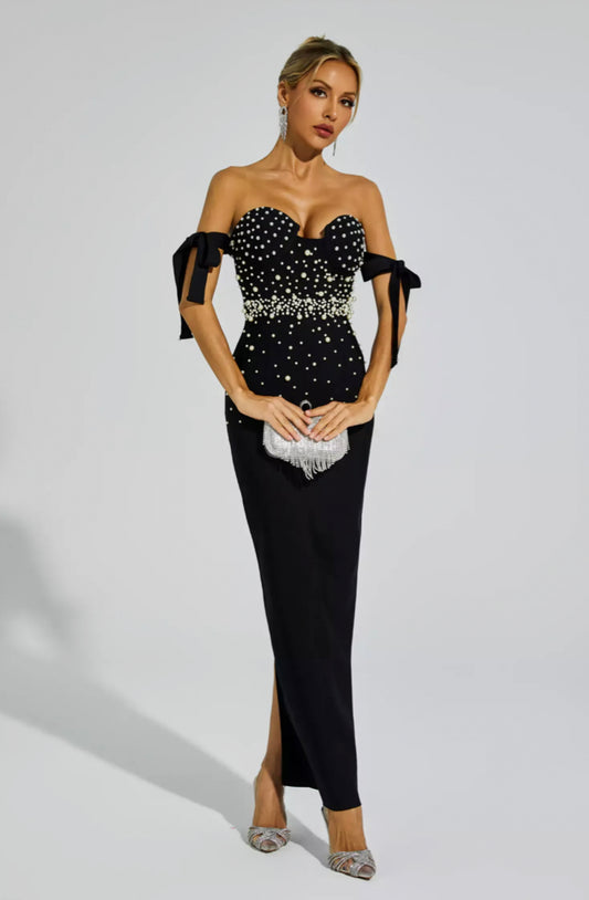 Antony pearls black maxi dress