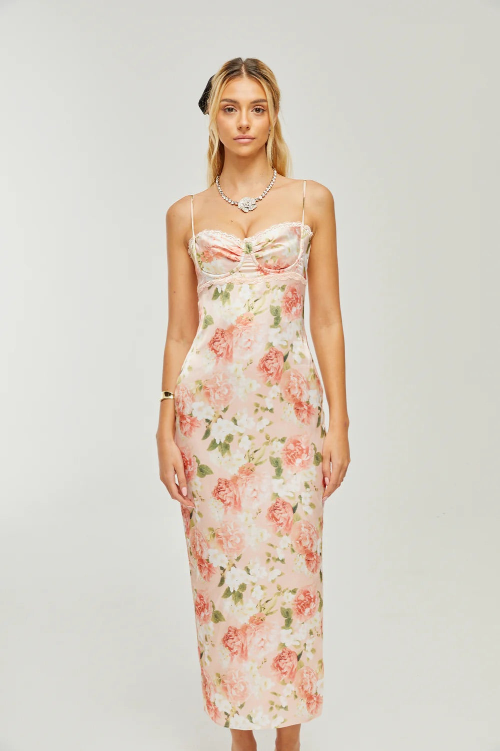 Yvette floral satin dress