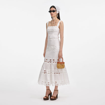 Liana Embroidered Linen Midi Dress