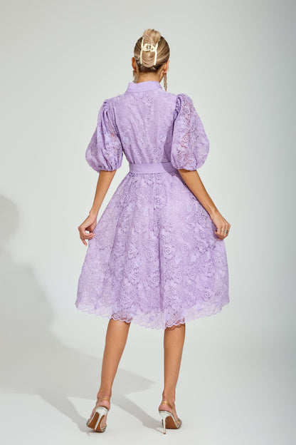 Lilac Bloom Lace Midi Dress