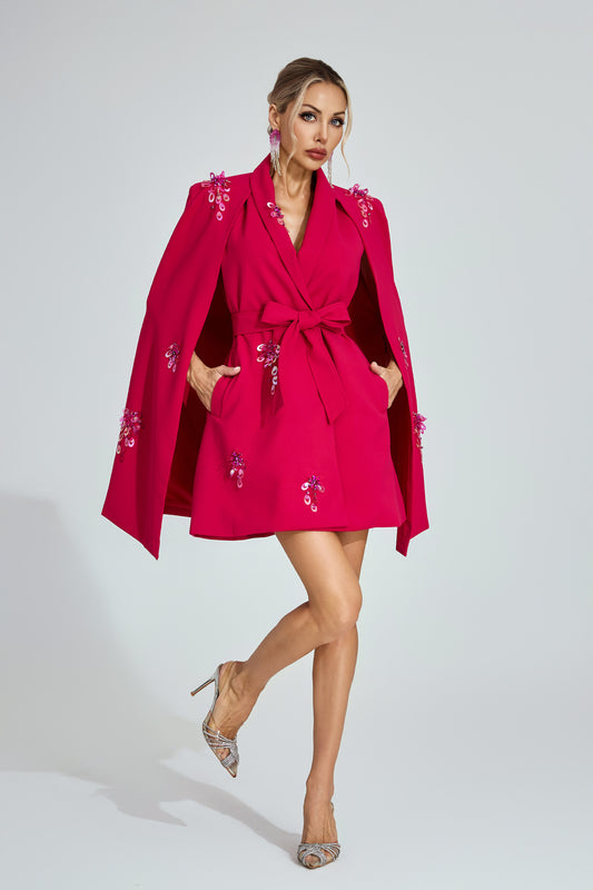 Stella Embellished Cape Dress