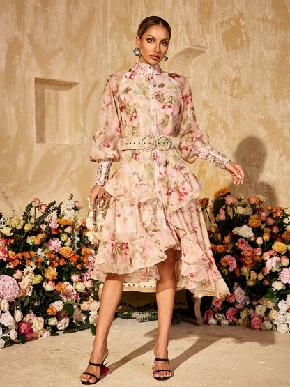 Rosabel Ruffle Shirt Midi Dress