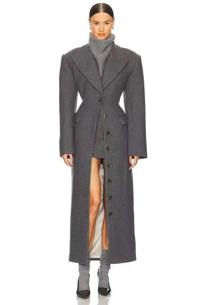 Winter Luxe Sculpted Wool Maxi Coat