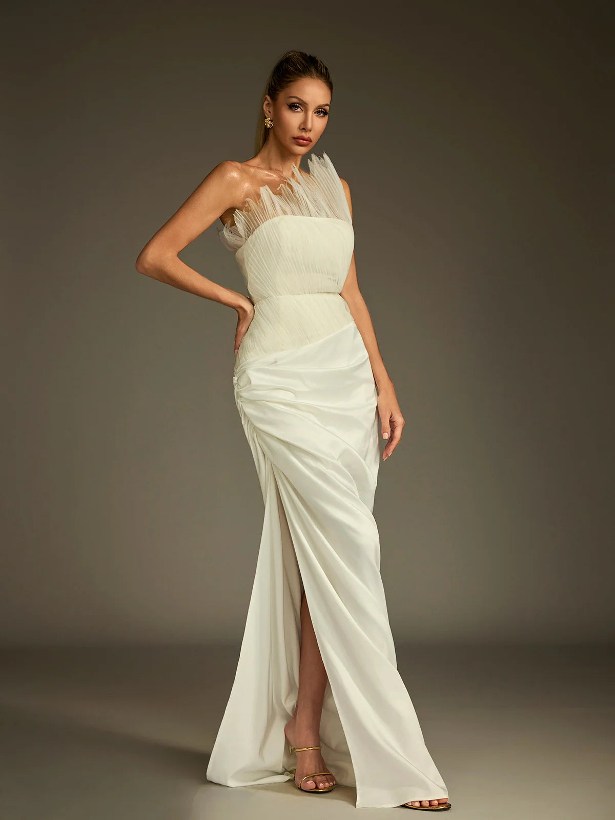 Étoile Feathered Halter Gown
