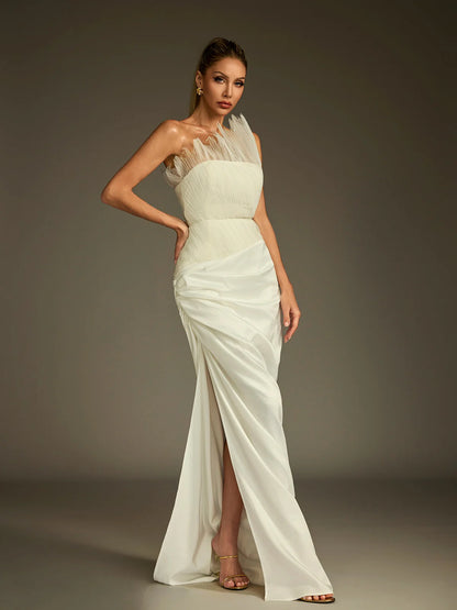 Étoile Feathered Halter Gown