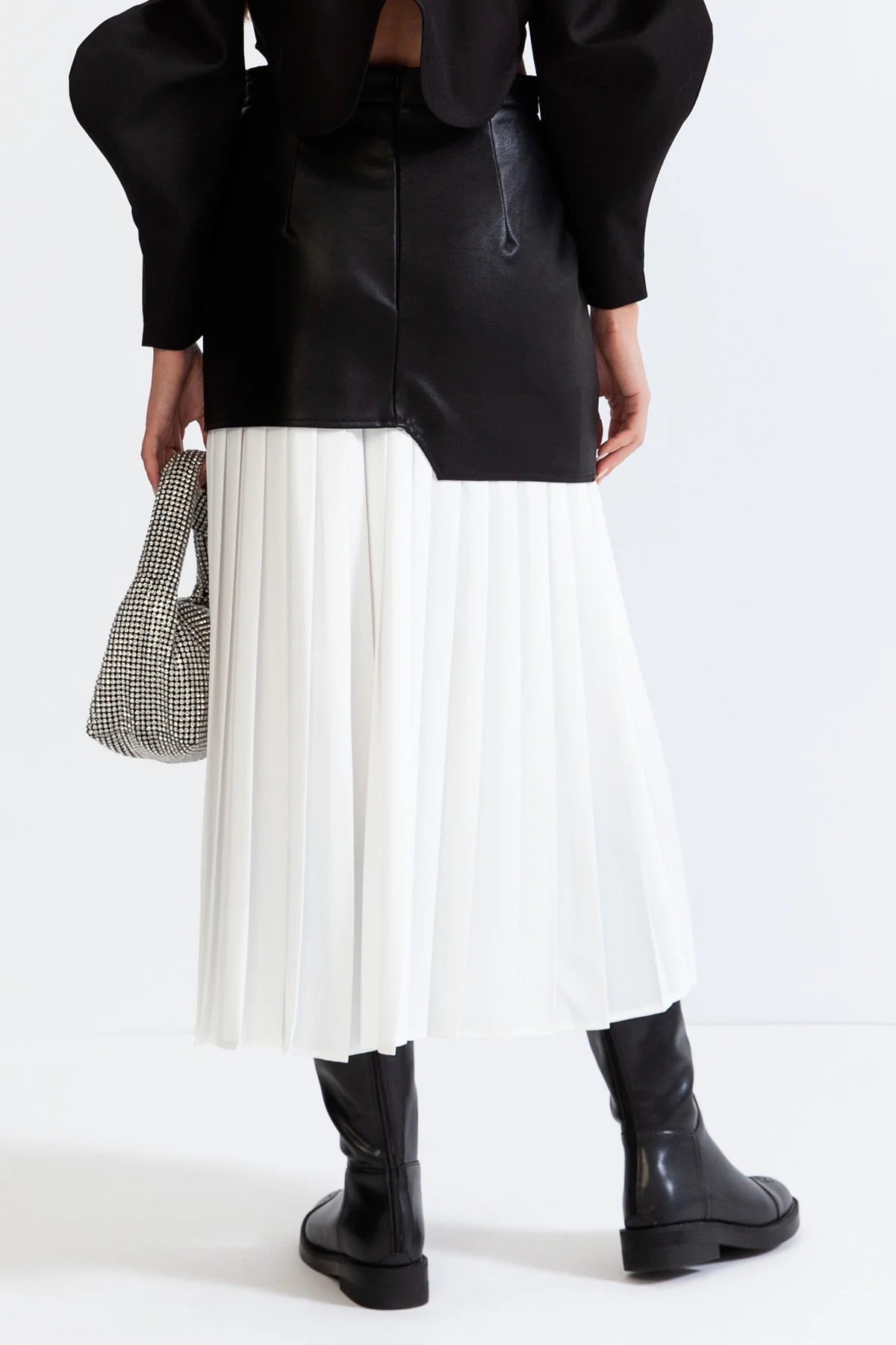 Midi skirt with vegan leather (8290920333550)