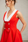 Red V-neck flared mini dress