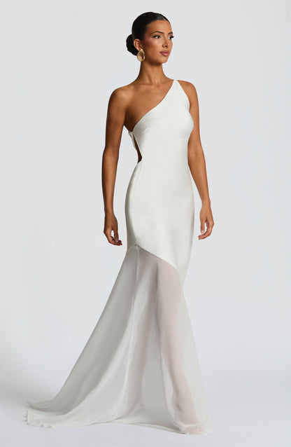 Soleil One Shoulder Sheer Mermaid Gown
