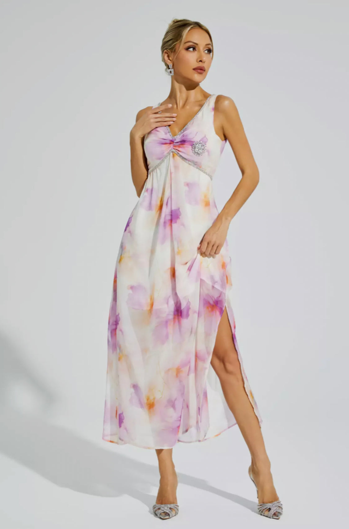 Tyler purple diamond midi dress