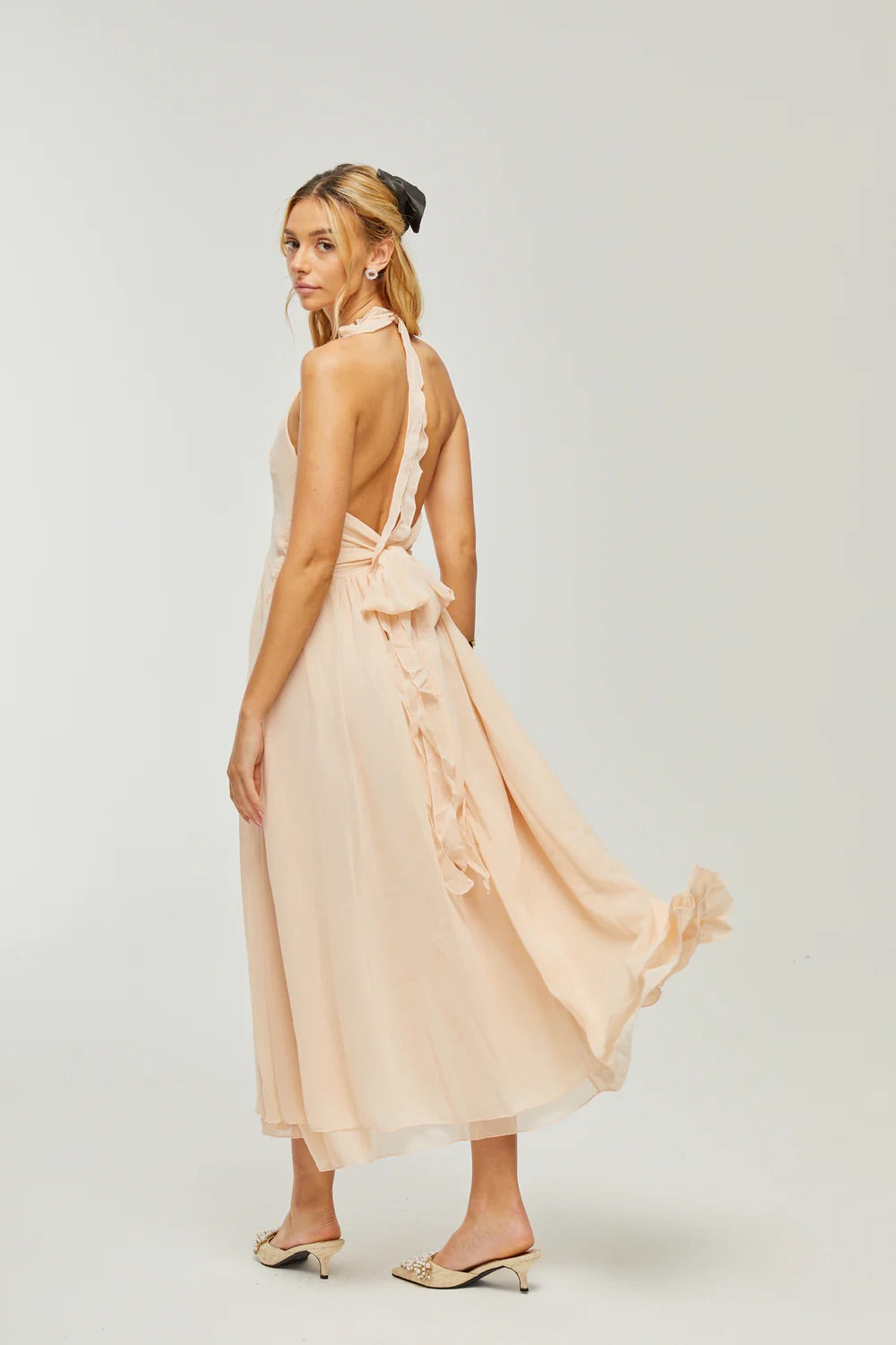 Élodie flower ruffle maxi dress