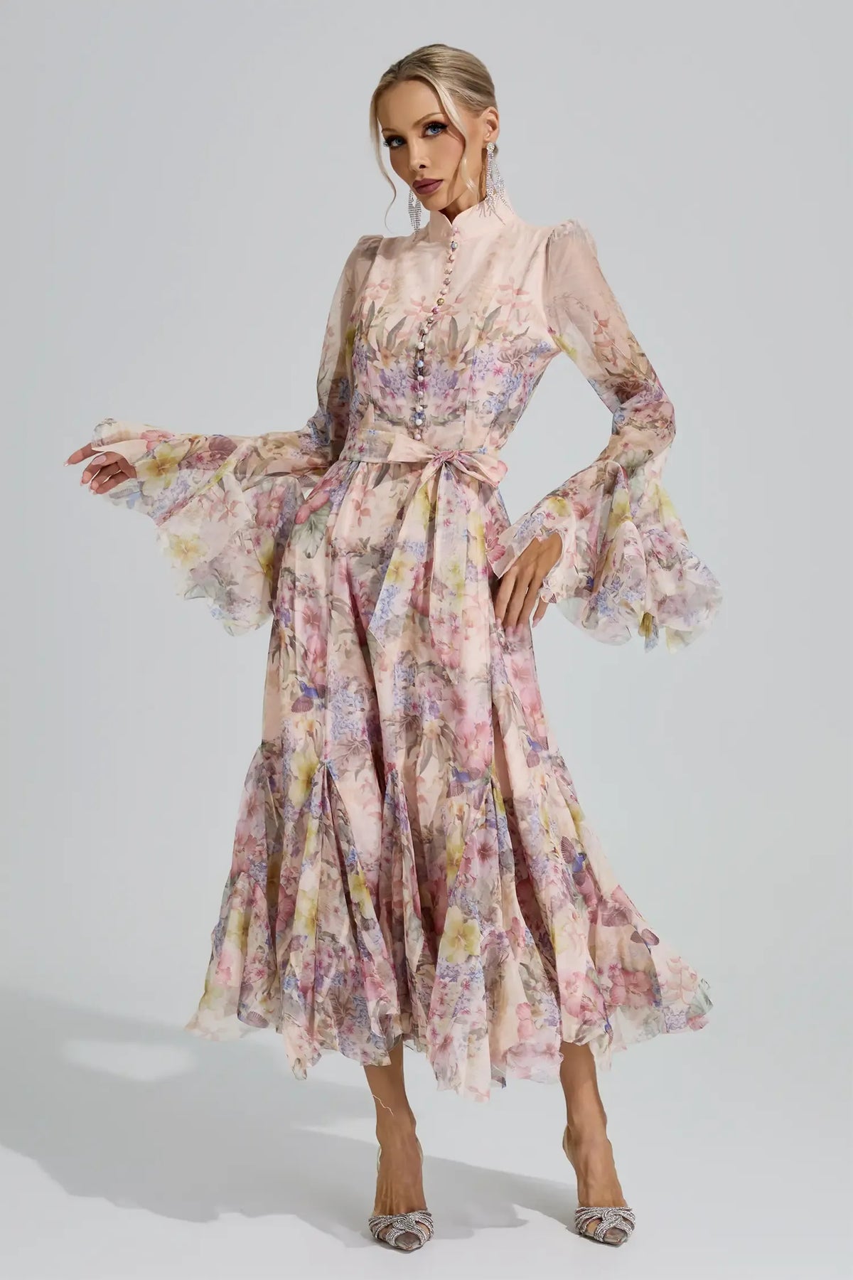 Rosalie Floral Chiffon Midi Dress