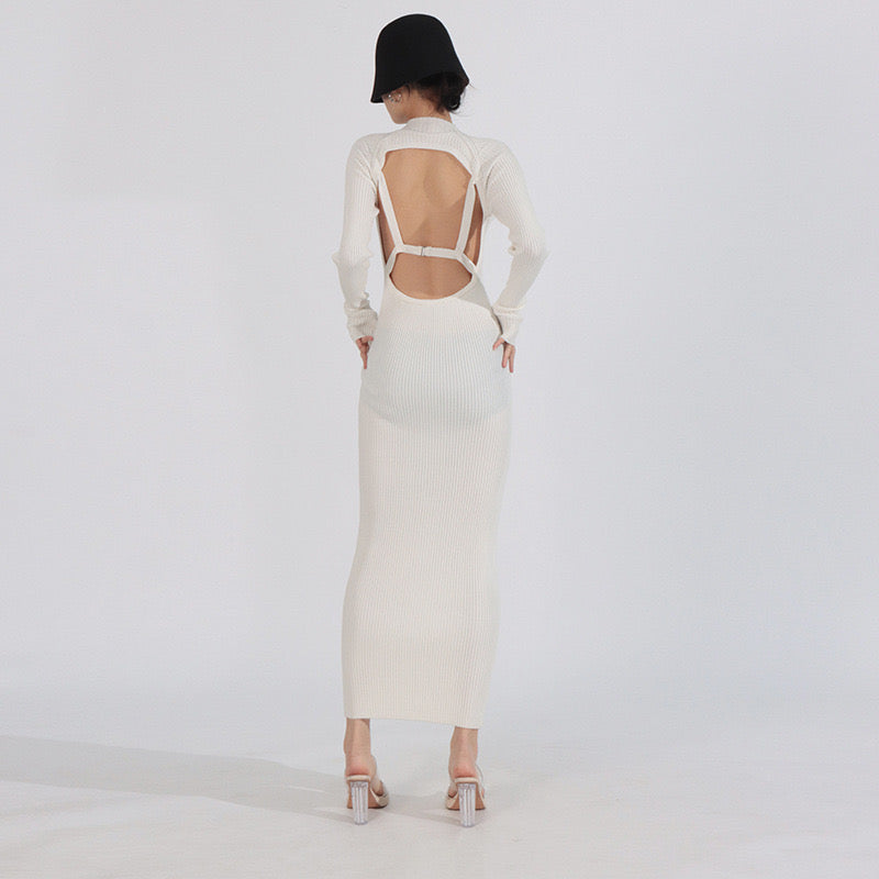 Knitted backless midi dress