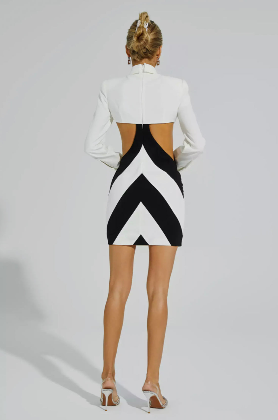 Betsy white/black cutout blazer mini dress