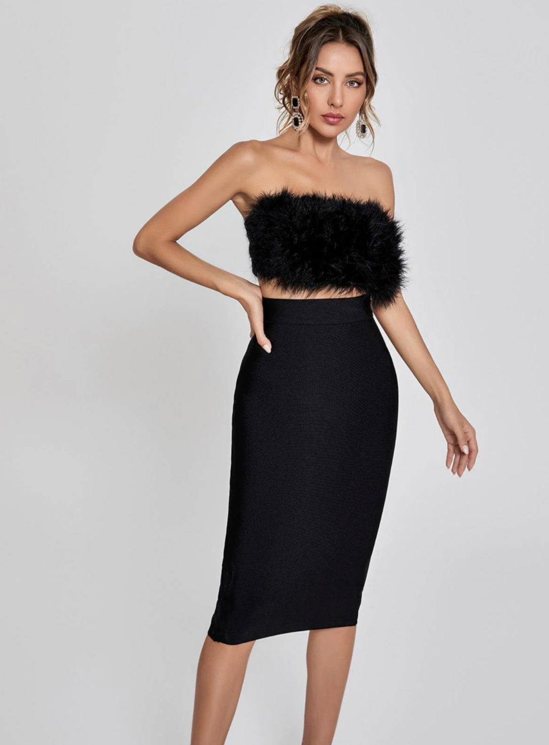 Mel black pencil skirt (8265307193582)