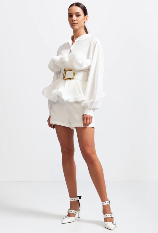 Avril ruffle shirt with belt