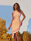 Pink wavy midi dress (8213115175150)