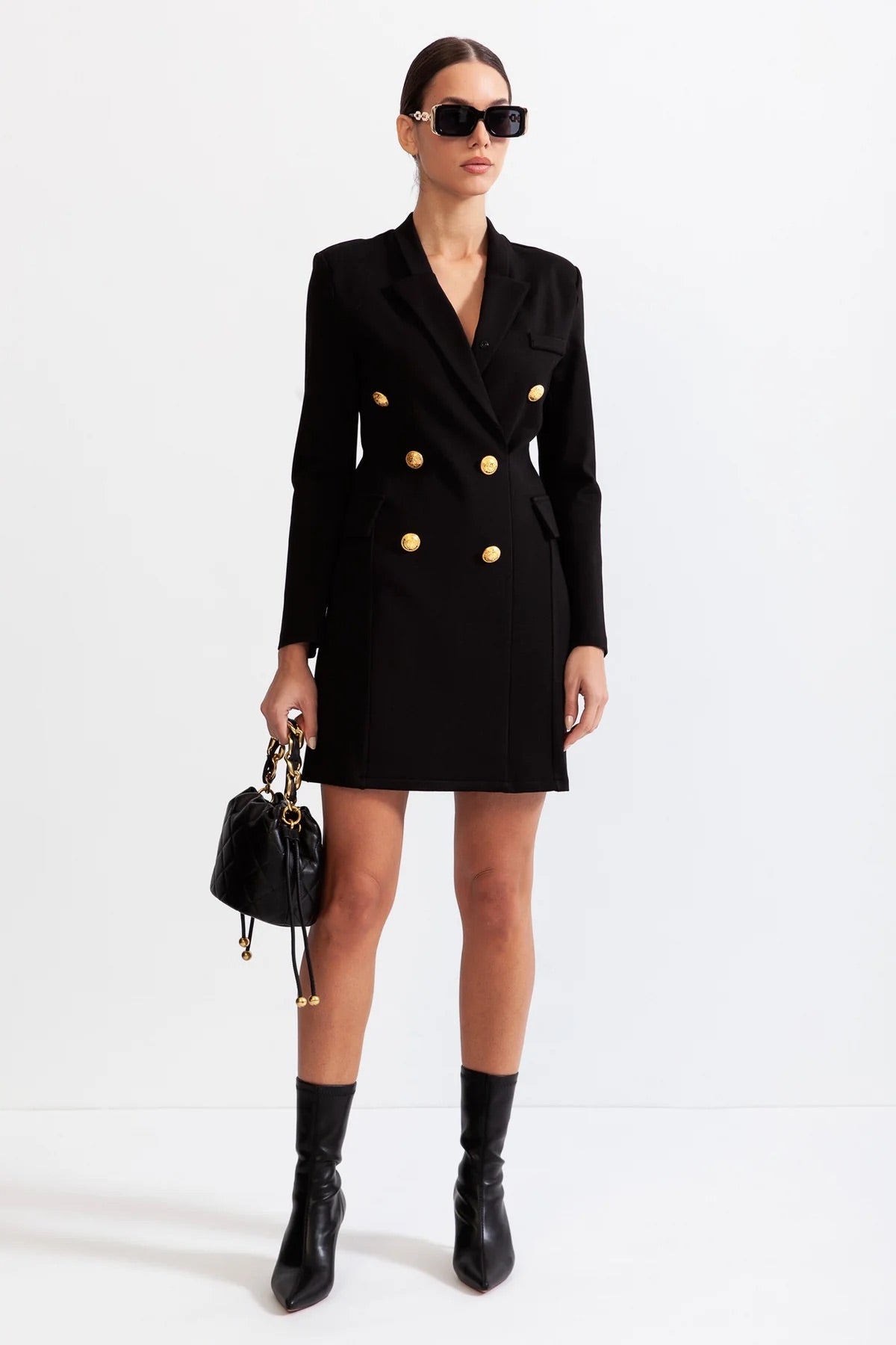 Black classic blazer minidress (8284693266670)