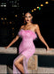 pink mesh/feather maxi dress (8278149234926)