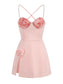 Satin flower pink mini dress