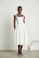 Chloe white flare midi dress