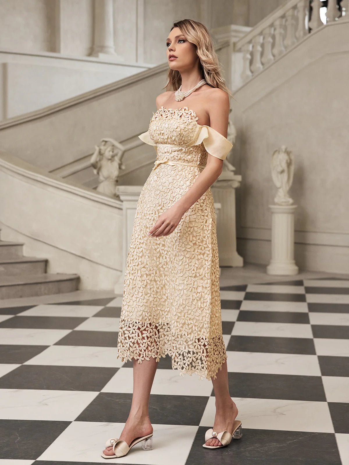 Elise Petal Embroidered Midi Dress
