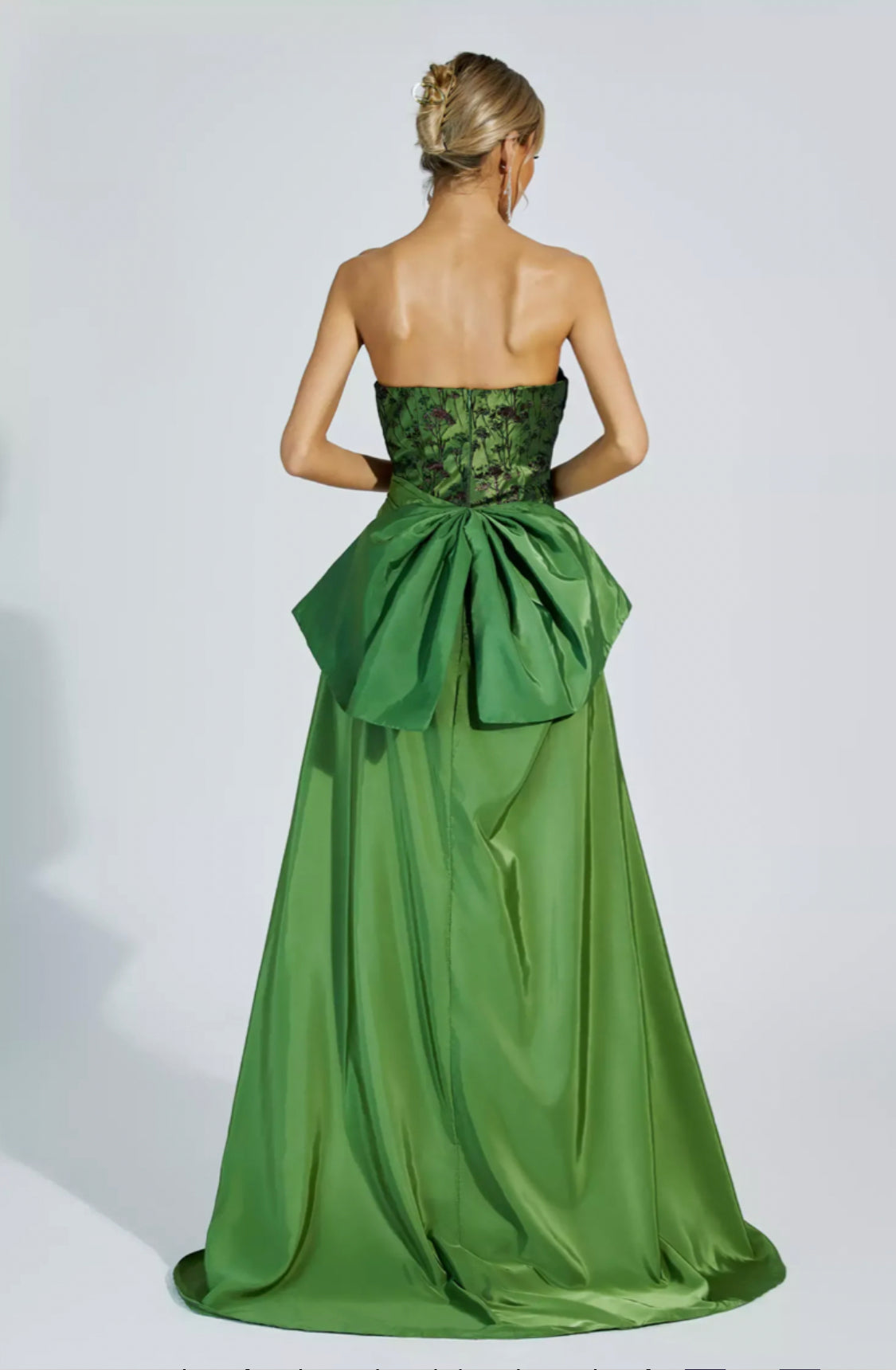 Dulce green bow maxi dress