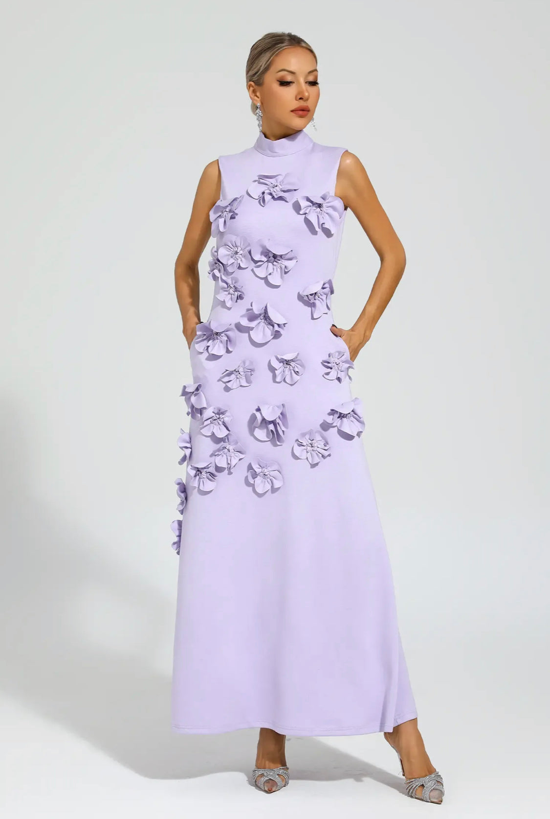 Flower purple maxi dress