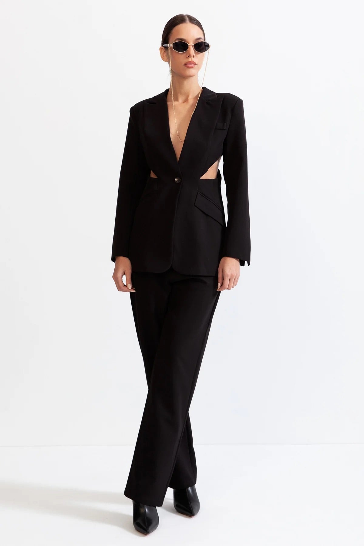 Black cutout blazer/suit set (8306825953518)