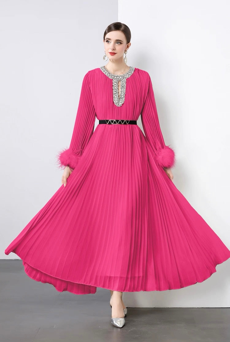 Regal Pleats crystal Gown