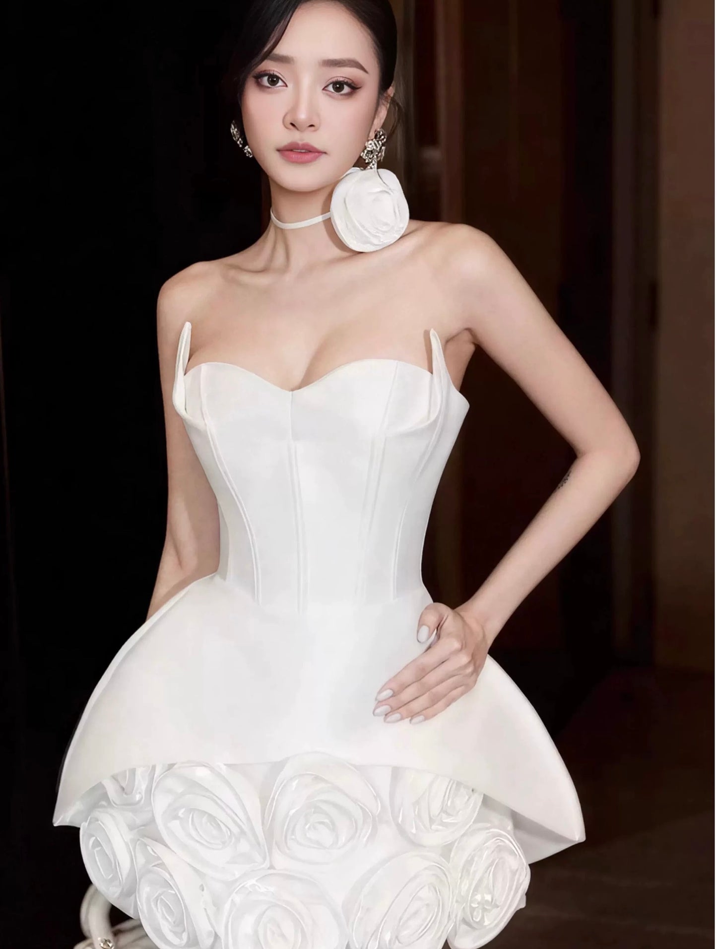 Rosa Petal Corset Mini Dress