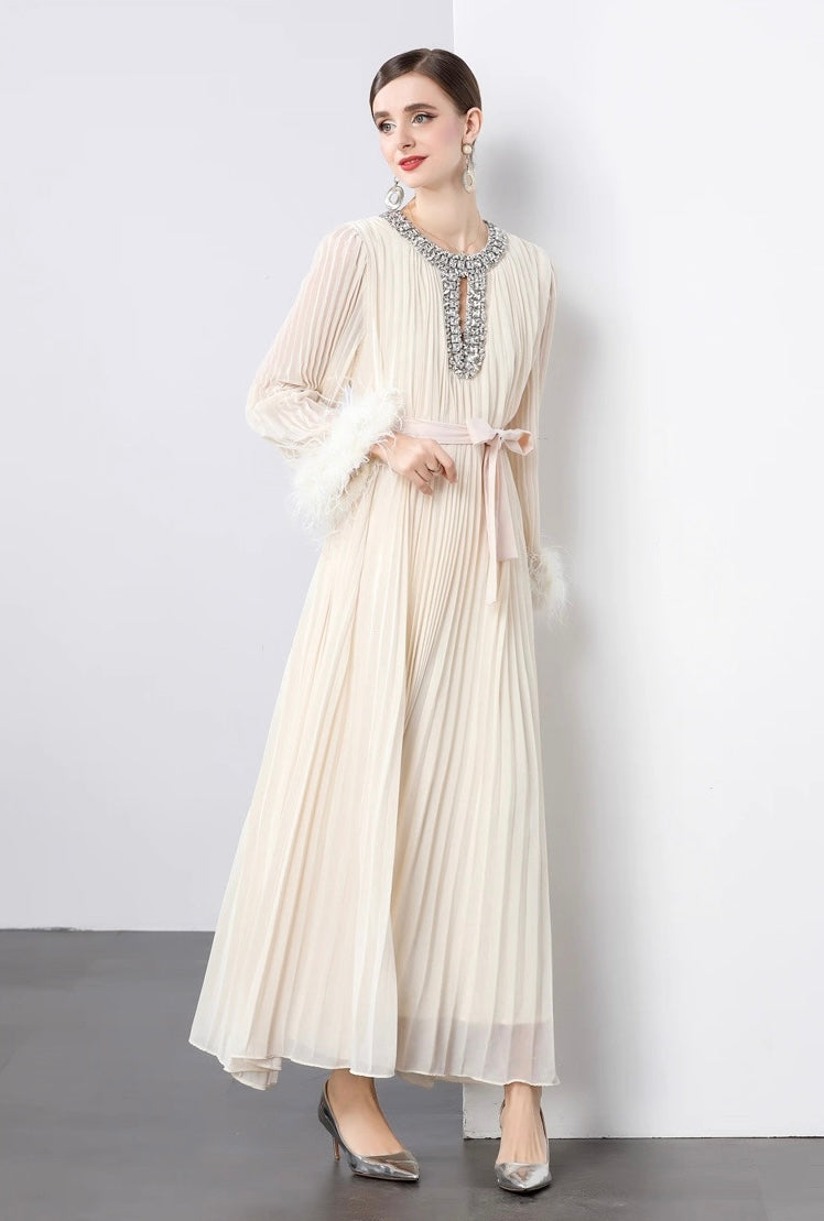 Regal Pleats crystal Gown