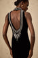 Crystal backless black maxi dress