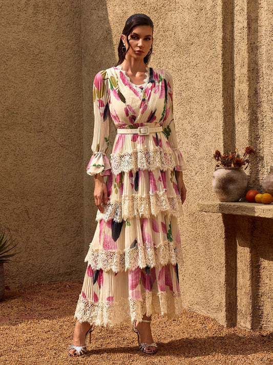 Camélia Lace-Tiered Maxi Dress