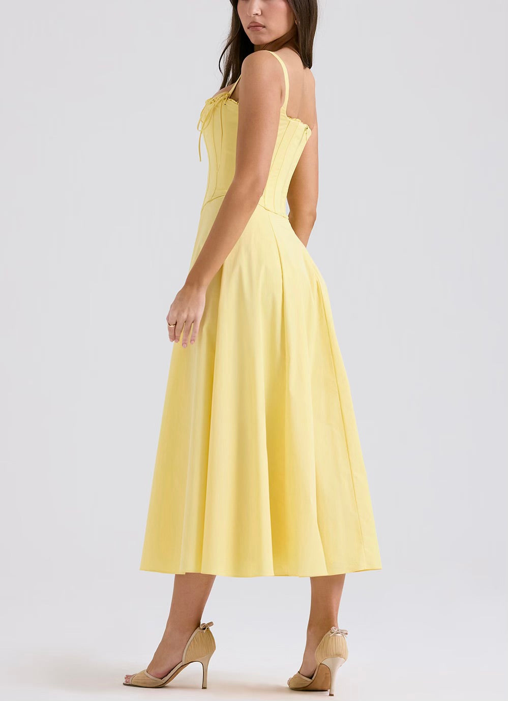 Clarabelle yellow midi dress