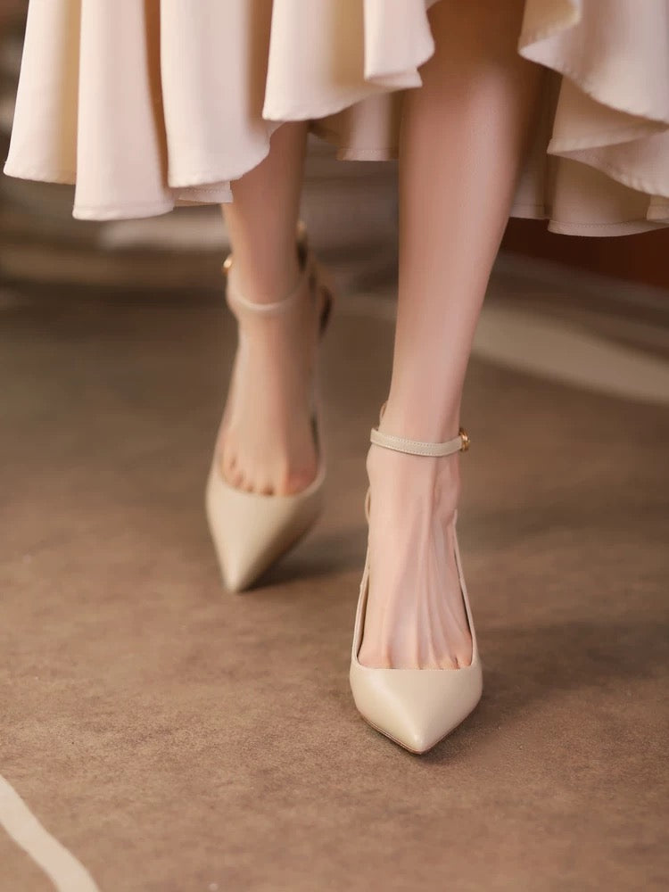 Annie Nude Ankle Strap Heels