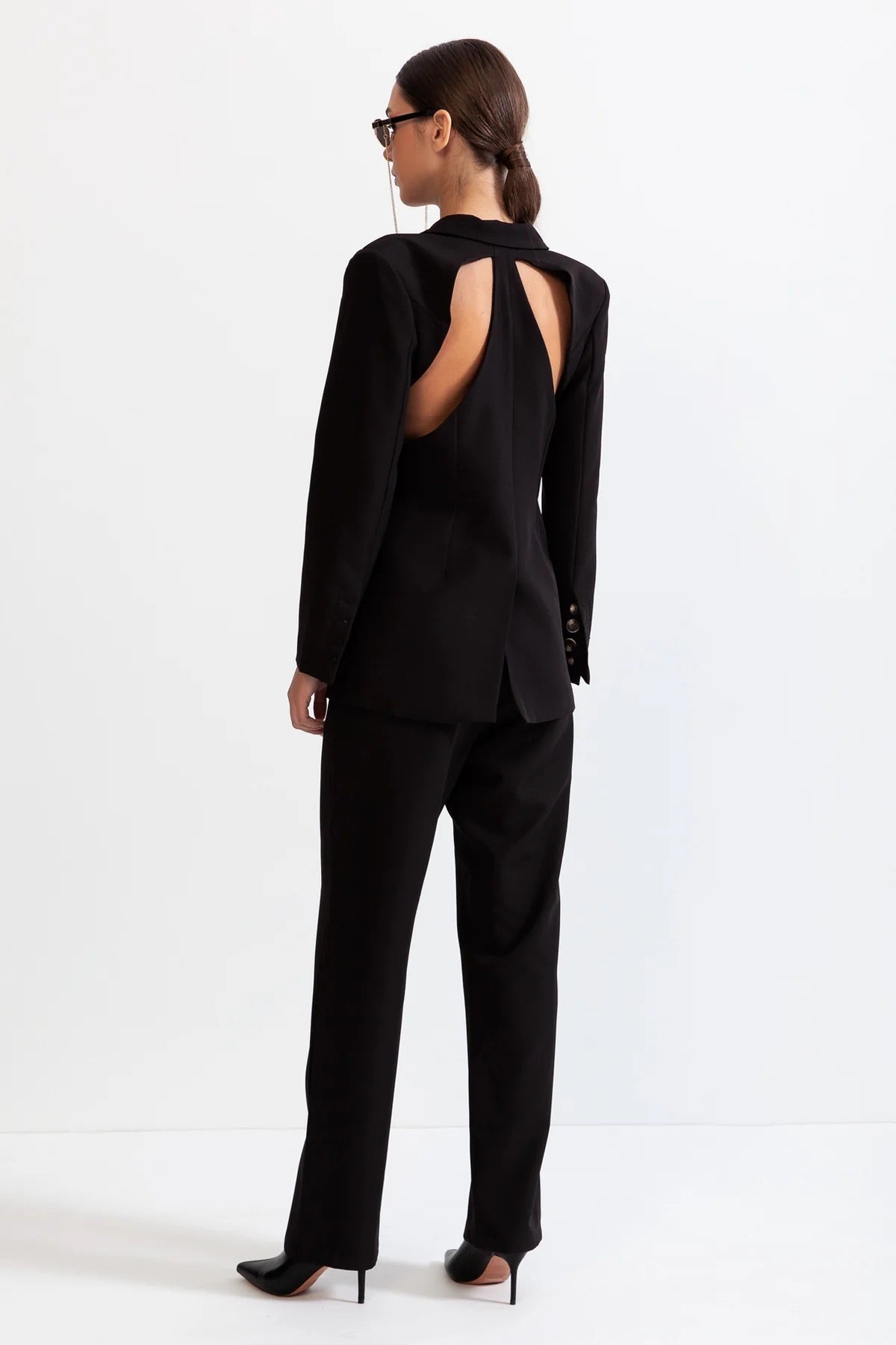 Black cutout blazer/suit set (8306825953518)