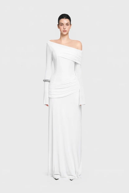 Cassia One-Shoulder Draped Gown