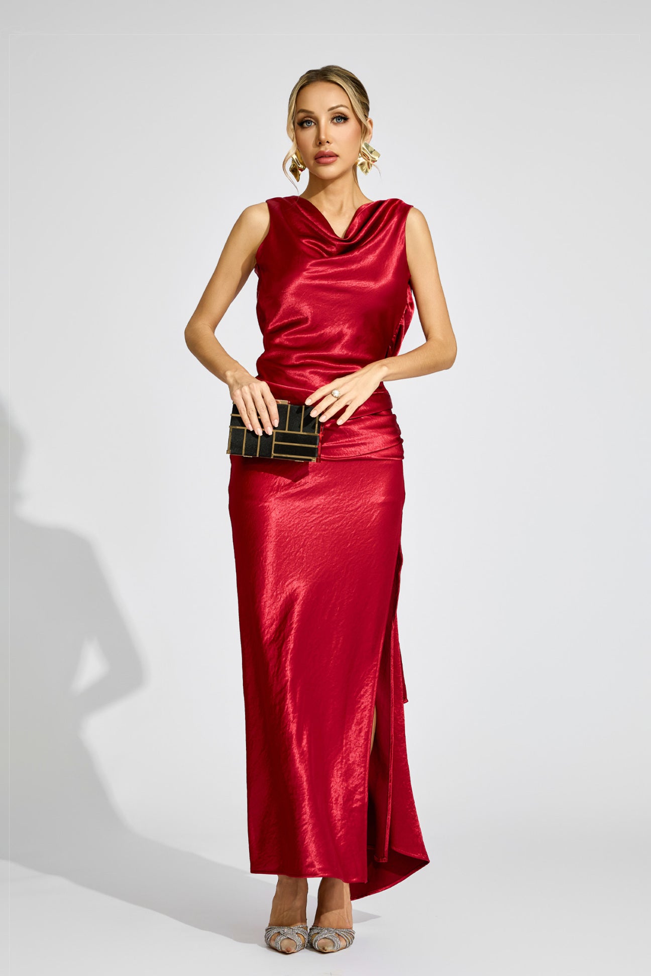 Scarlett Satin Backless Flower Gown
