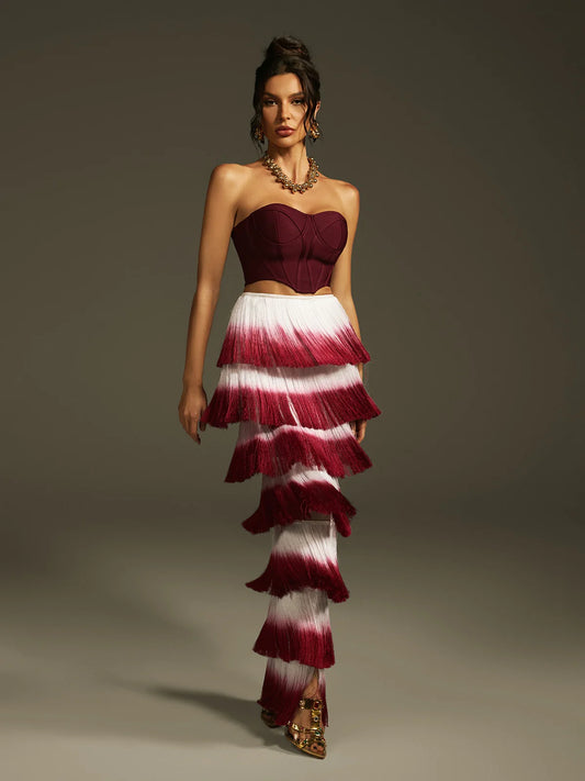 Bordeaux Cascade Fringe Set