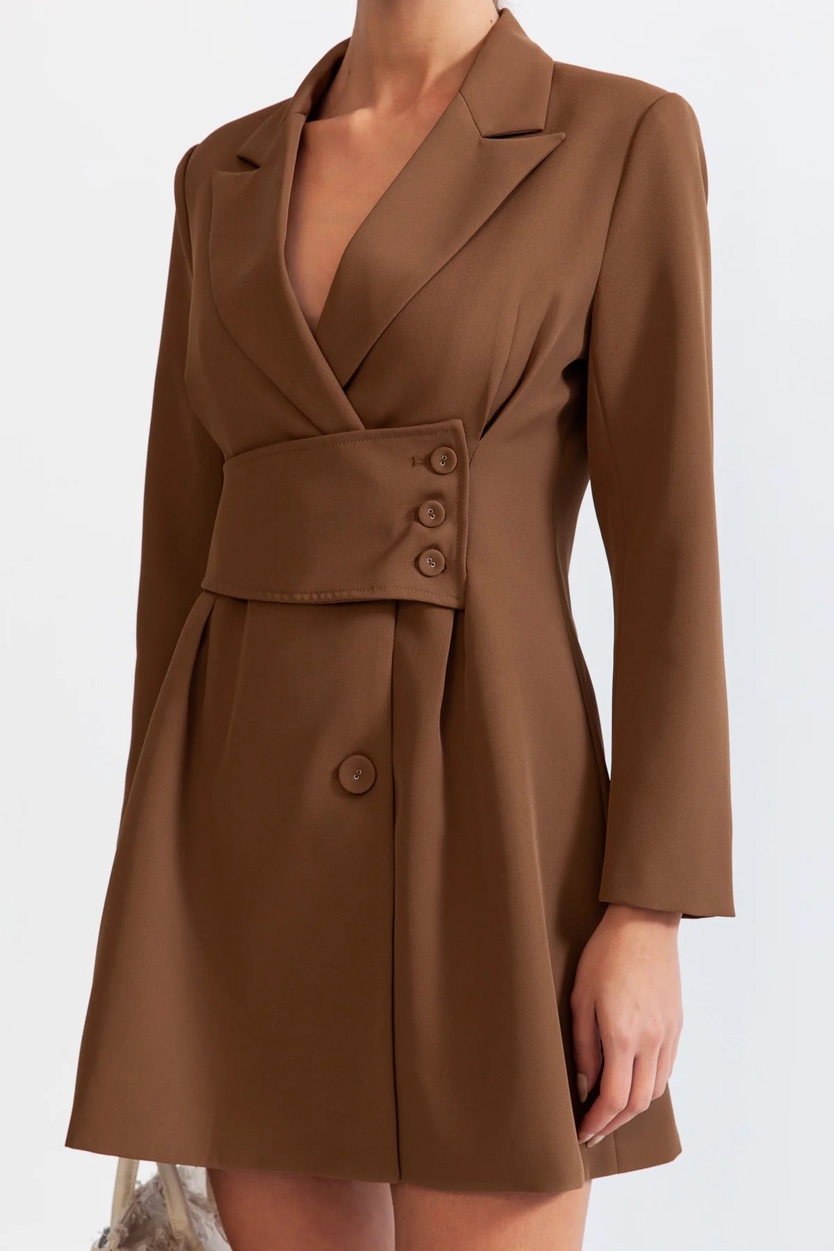 Brown mini blazer dress (8284687892718)