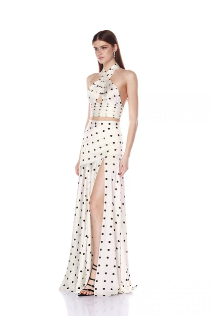 Celeste Polka Dot Halter Maxi Set