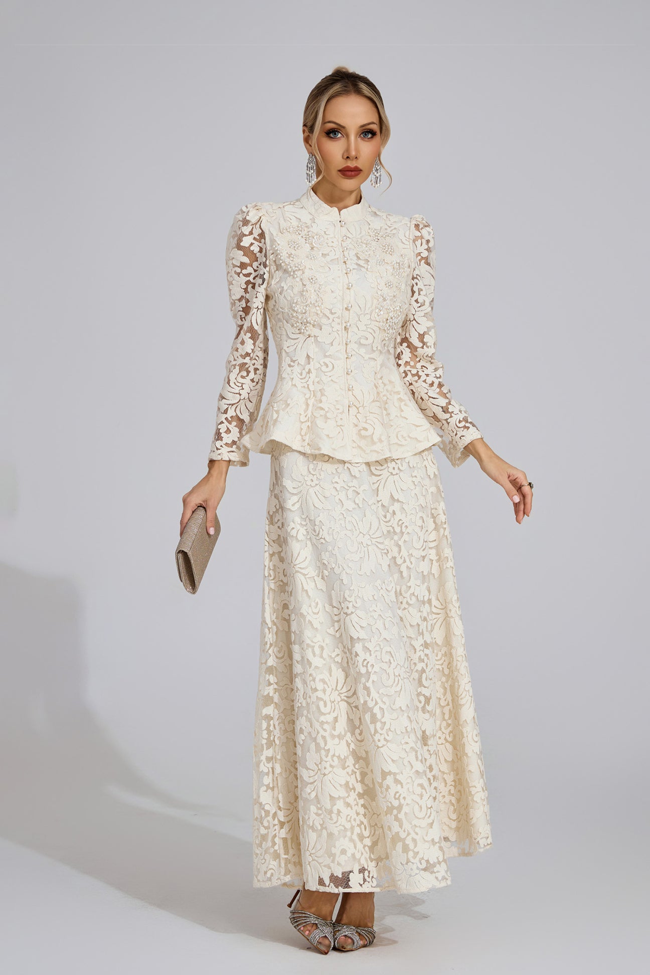 Eloise Lace Peplum Two-Piece Set