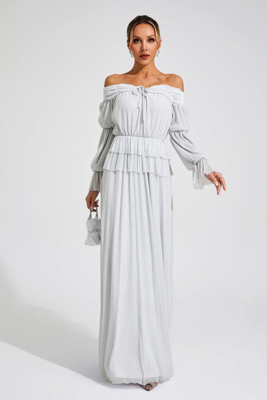 Grey off shoulder Maxi dress