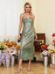 Green sequins midi dress